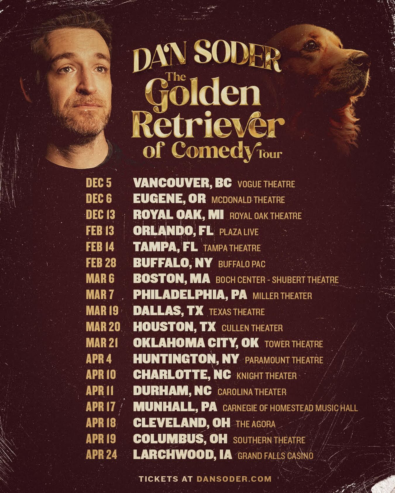 Dan Soder The Golden Retriever of Comedy Tour Poster 2026